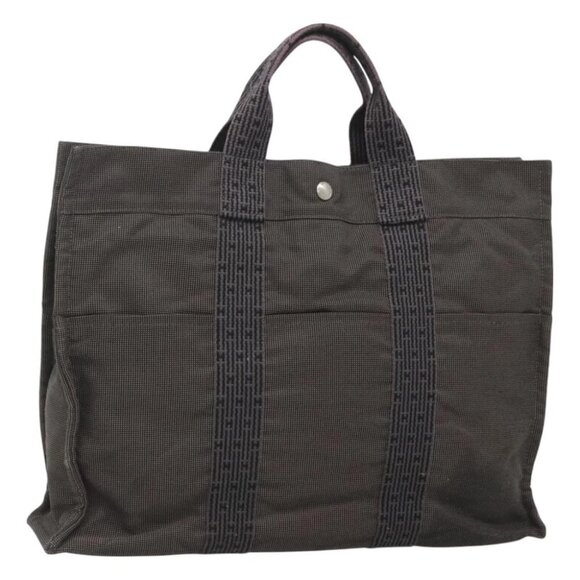 HERMES Her Line MM Hand Bag Canvas Gray Auth - Picture 1 of 16
